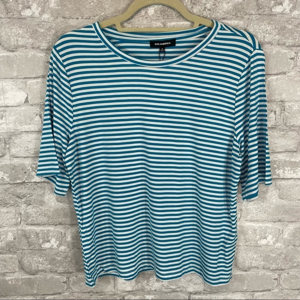 525 America Turquoise Striped Tee